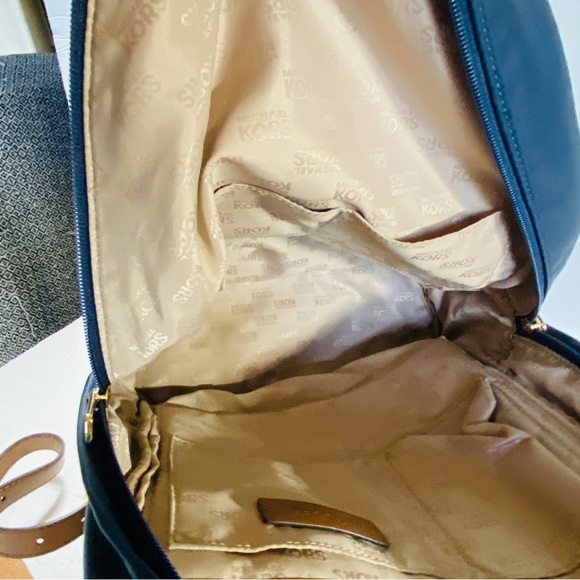 MICHAEL KORS Navy Nylon Saddle Saffiano Leather Strap JET SET Backpack Computer - Picture 7 of 12